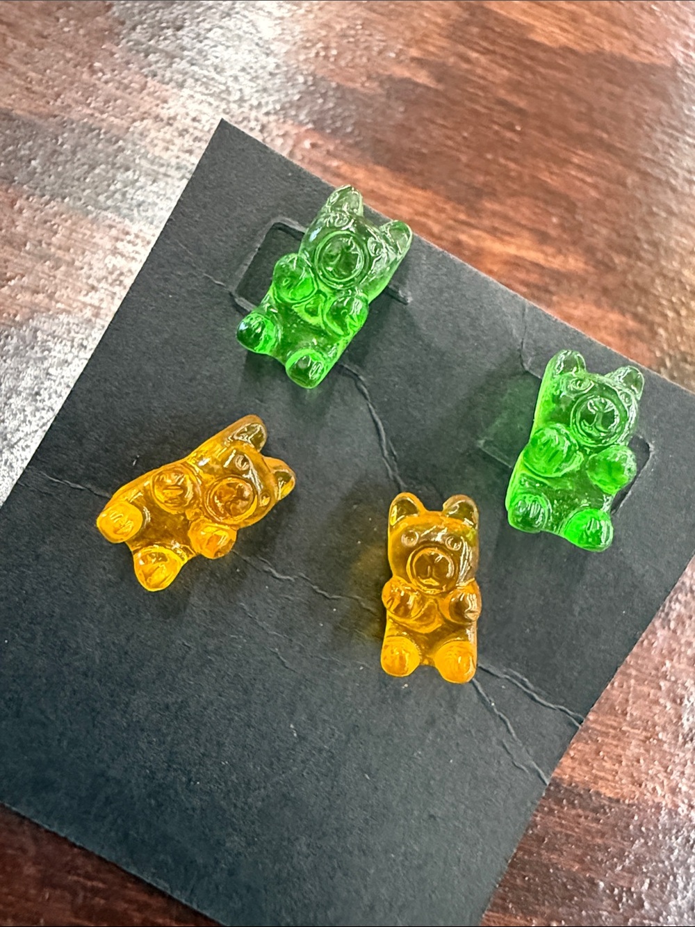 Gummy Bear Earrings, set of 2 - Green & Amber